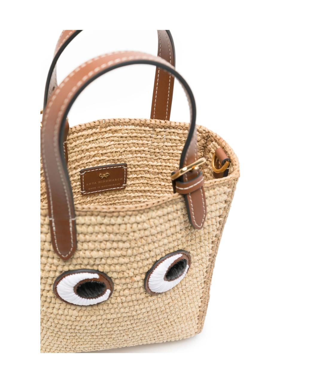 ANYA HINDMARCH Бежевая плетеная сумка с короткими ручками, фото 2