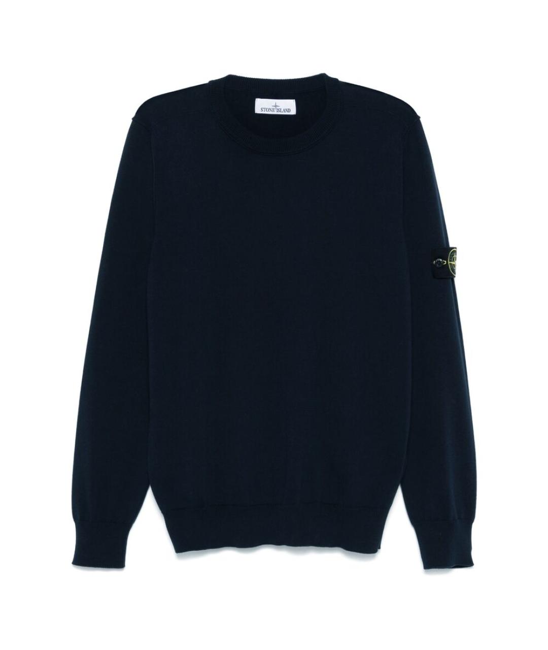 STONE ISLAND Темно-синий хлопковый джемпер / свитер, фото 1