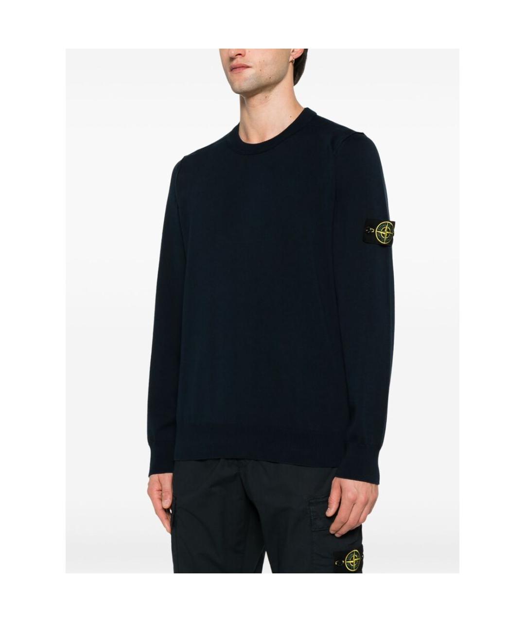 STONE ISLAND Темно-синий хлопковый джемпер / свитер, фото 5