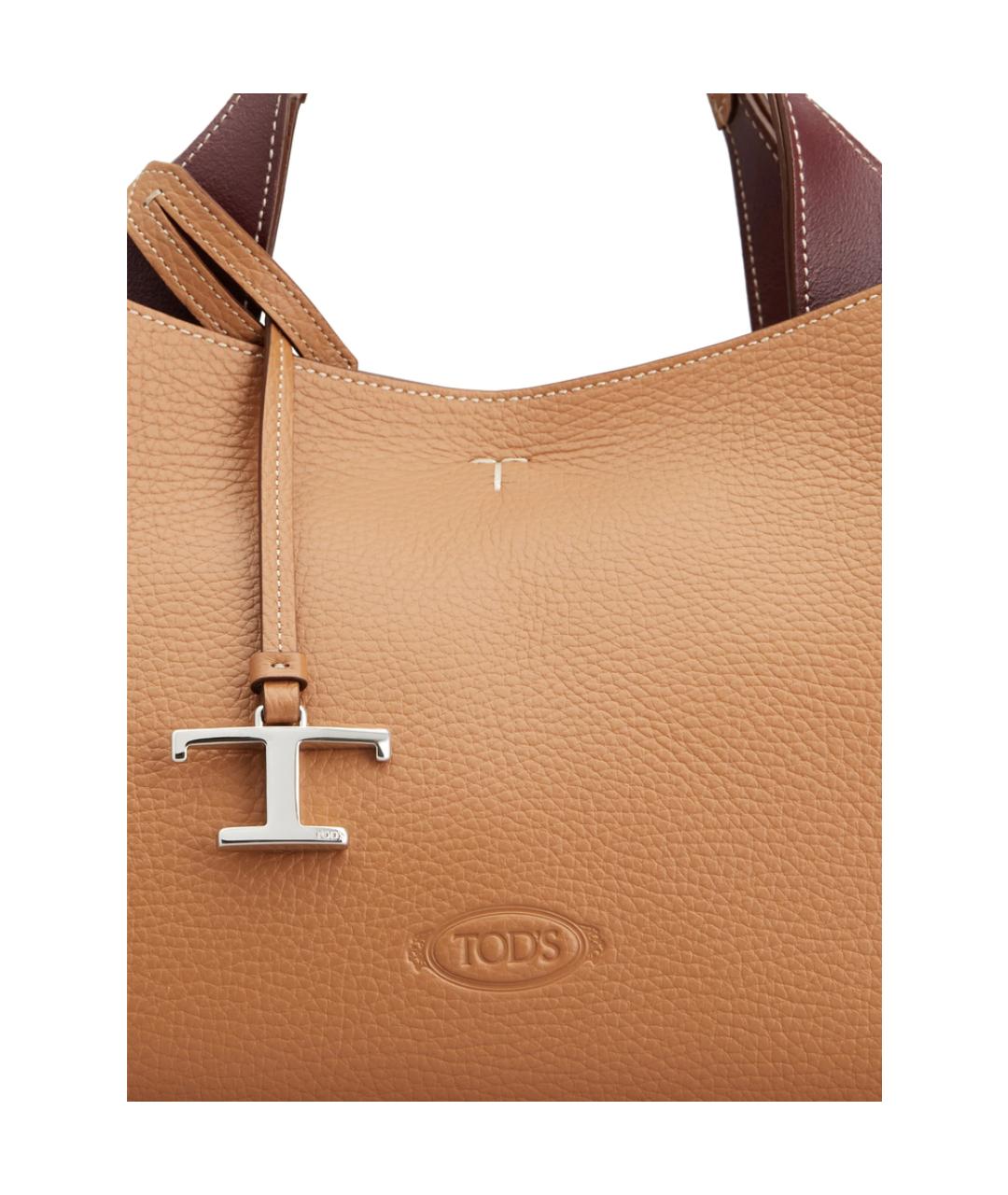 TOD'S Коричневая кожаная сумка тоут, фото 4