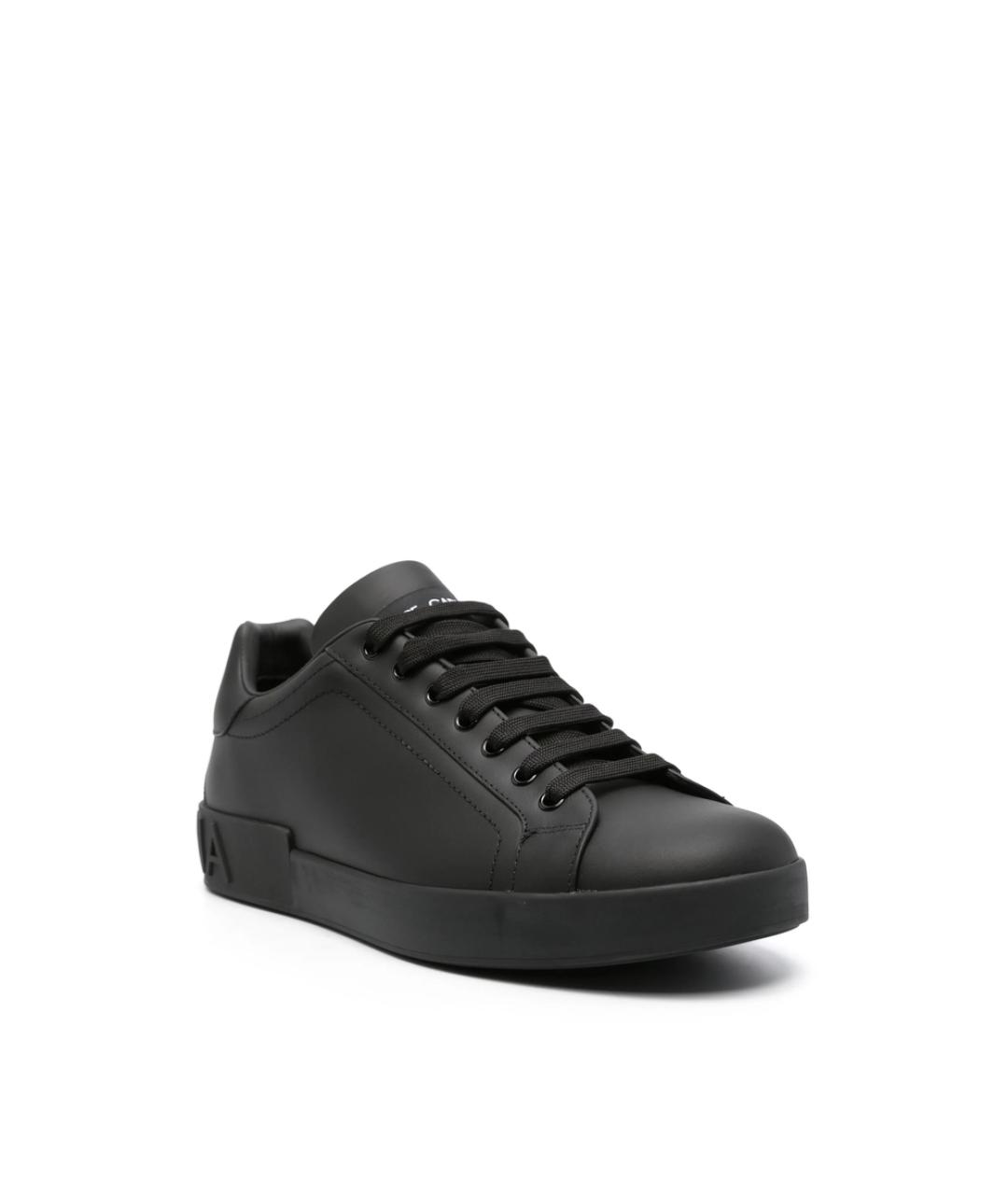 DOLCE&GABBANA Черные кожаные низкие кроссовки / кеды, фото 2