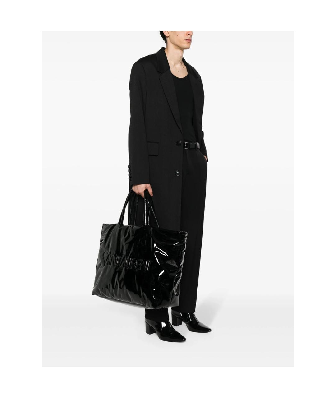 SAINT LAURENT Черная сумка тоут из искусственной кожи, фото 2