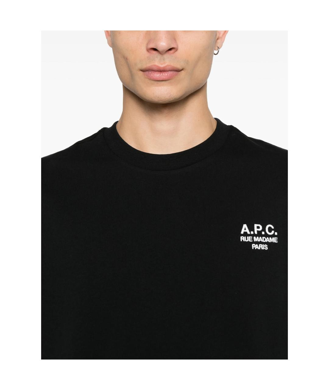 A.P.C. Черная хлопковая футболка, фото 4