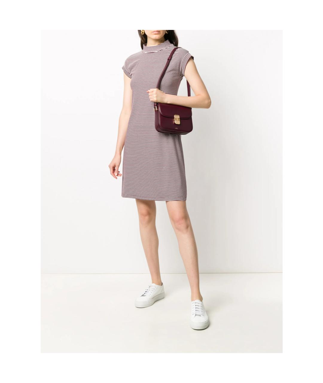 A.P.C. Бордовая кожаная сумка через плечо, фото 5