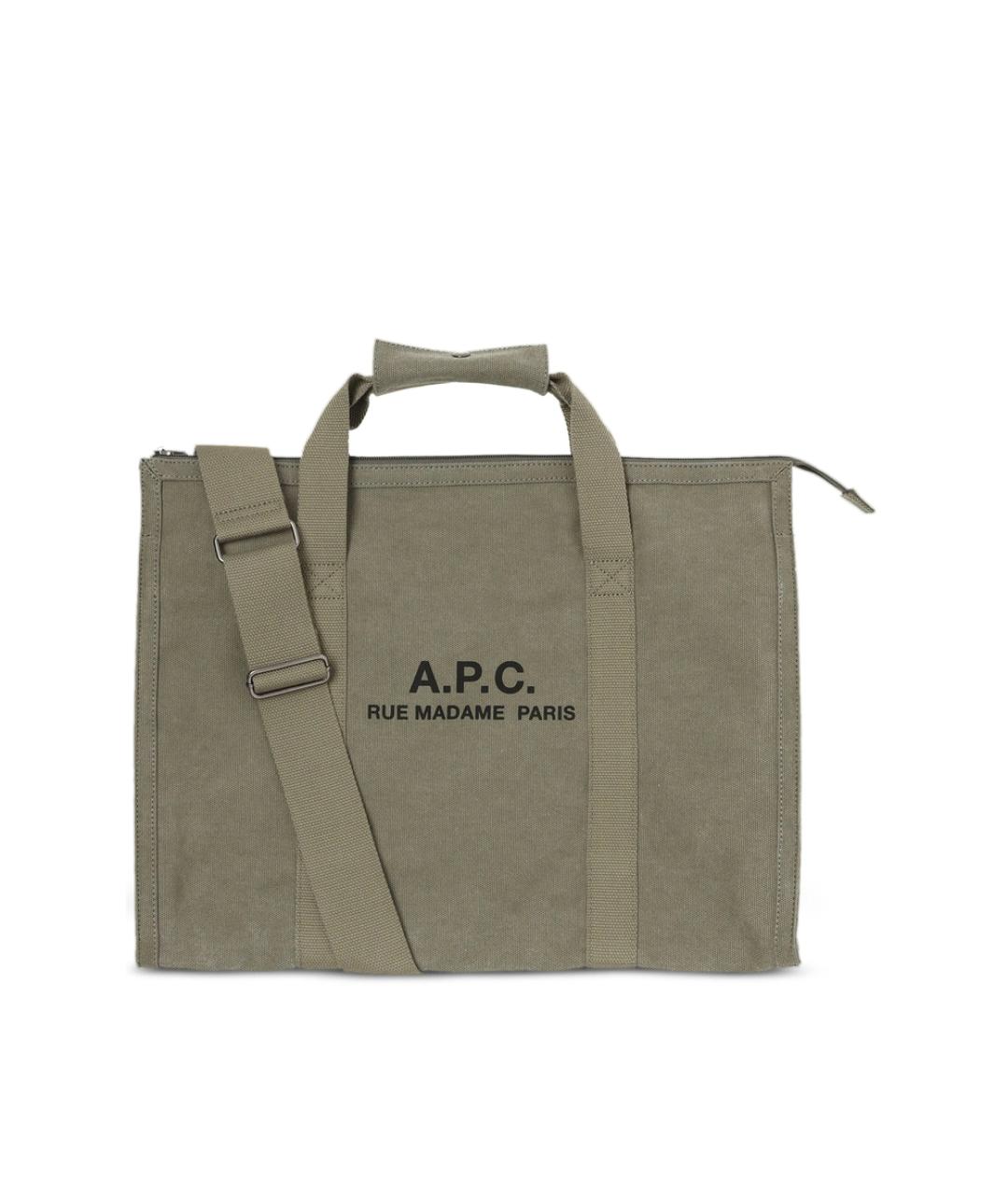 A.P.C. Зеленая хлопковая сумка тоут, фото 1