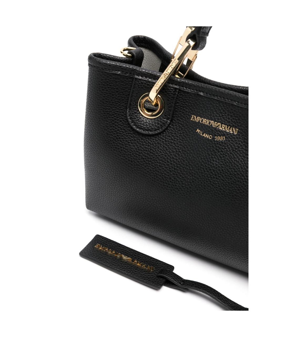 EMPORIO ARMANI Черная сумка с короткими ручками из искусственной кожи, фото 2