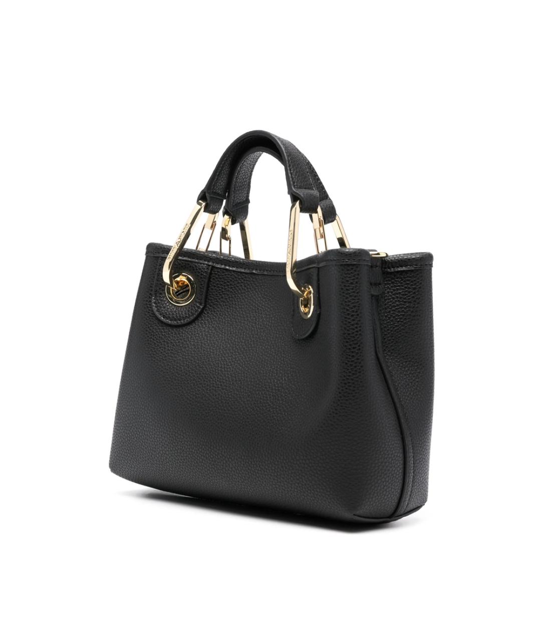 EMPORIO ARMANI Черная сумка с короткими ручками из искусственной кожи, фото 3