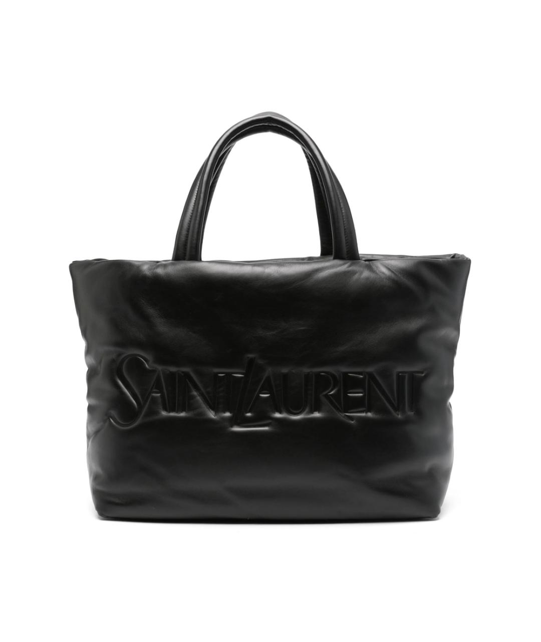 SAINT LAURENT Черная кожаная сумка тоут, фото 1