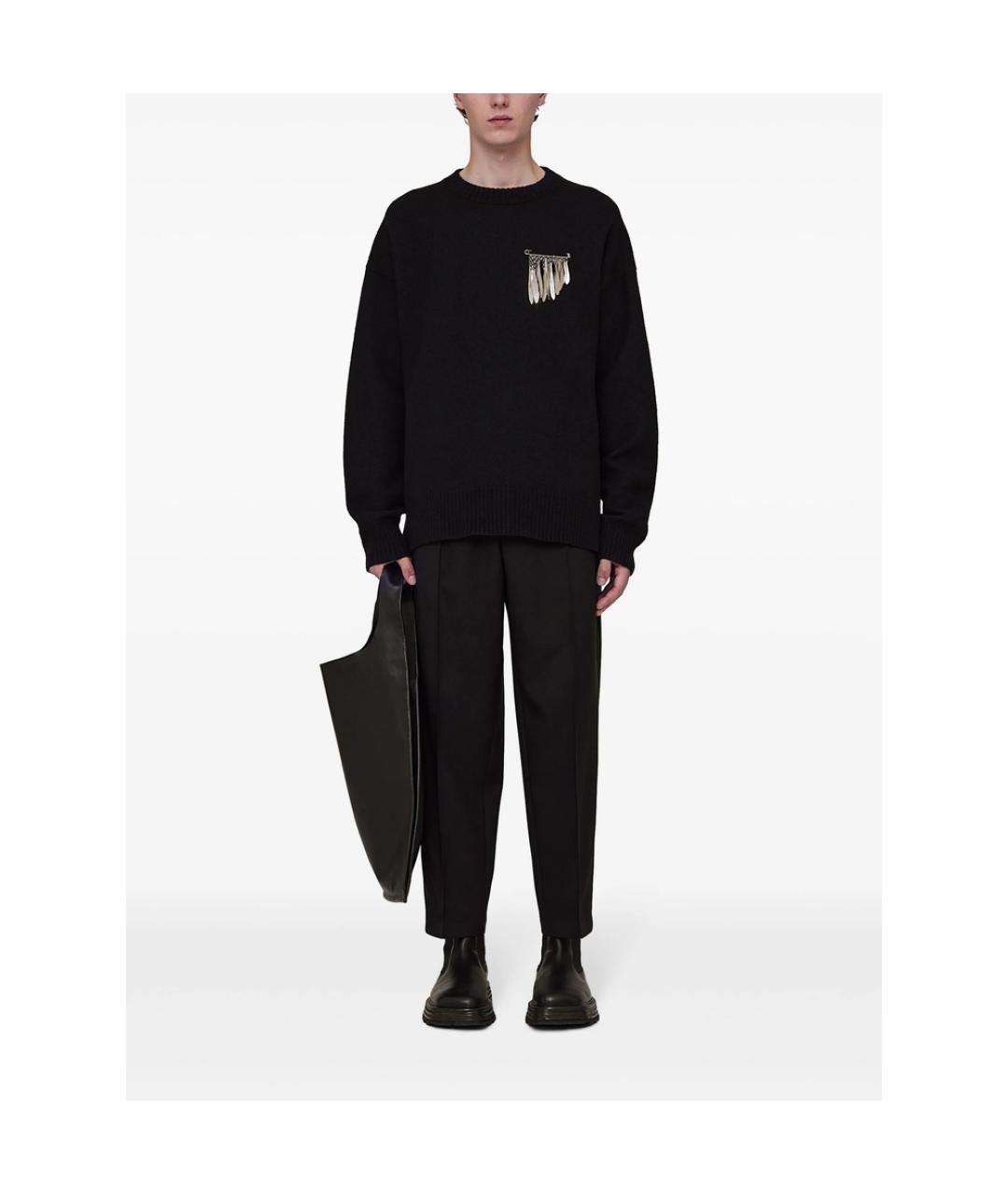 JIL SANDER Черные хлопковые повседневные брюки, фото 4