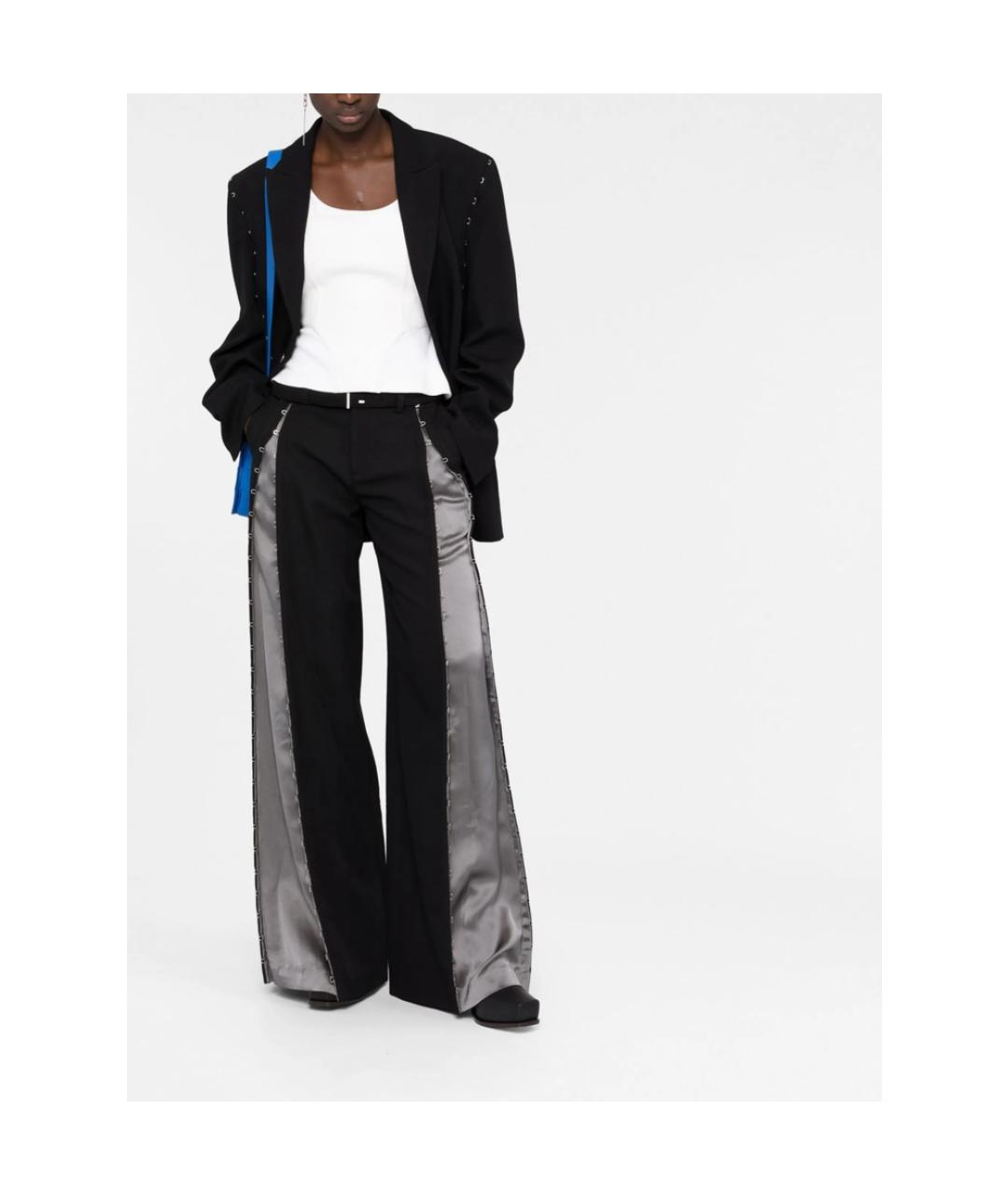 DION LEE Черные шерстяные брюки широкие, фото 6
