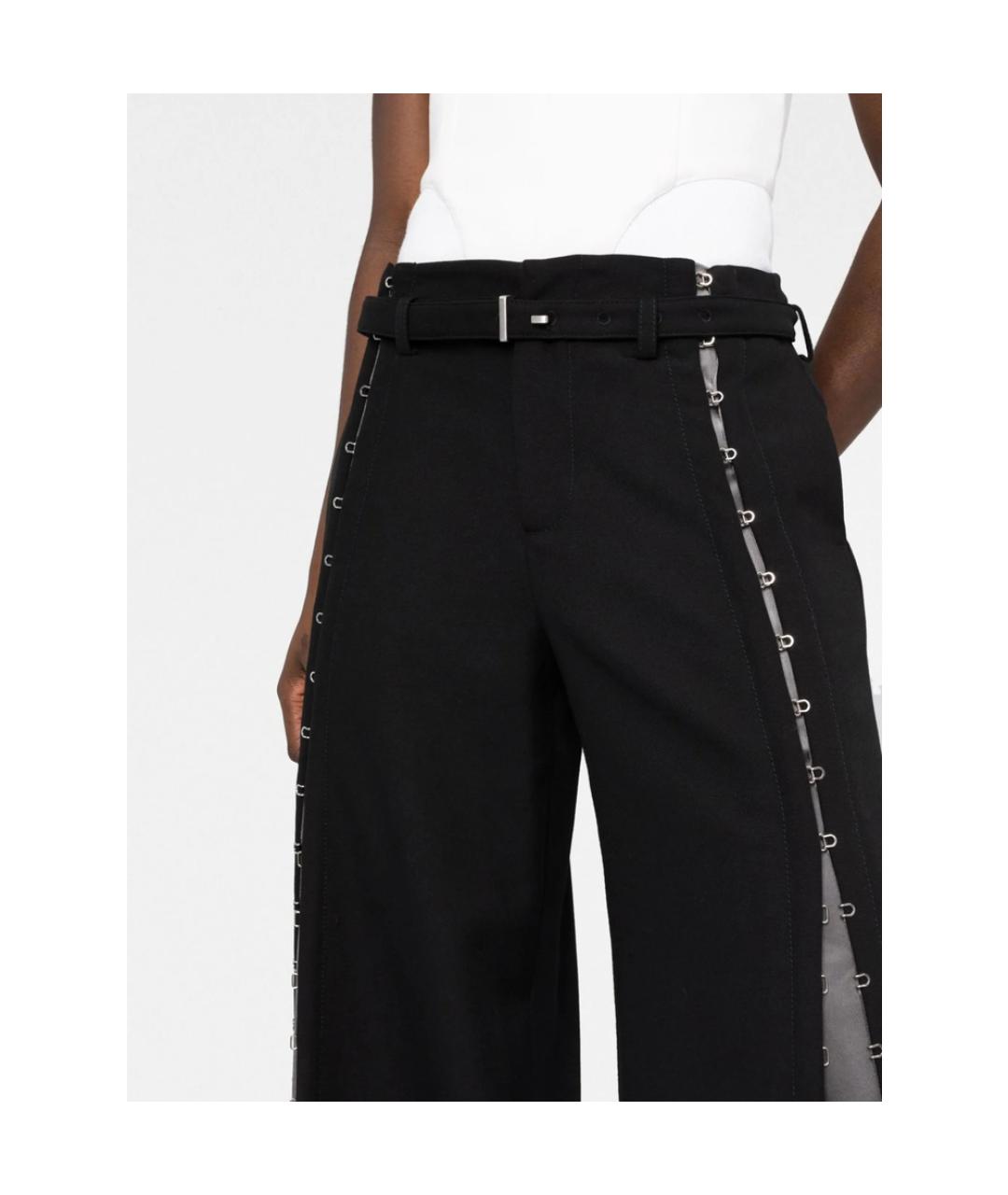 DION LEE Черные шерстяные брюки широкие, фото 4