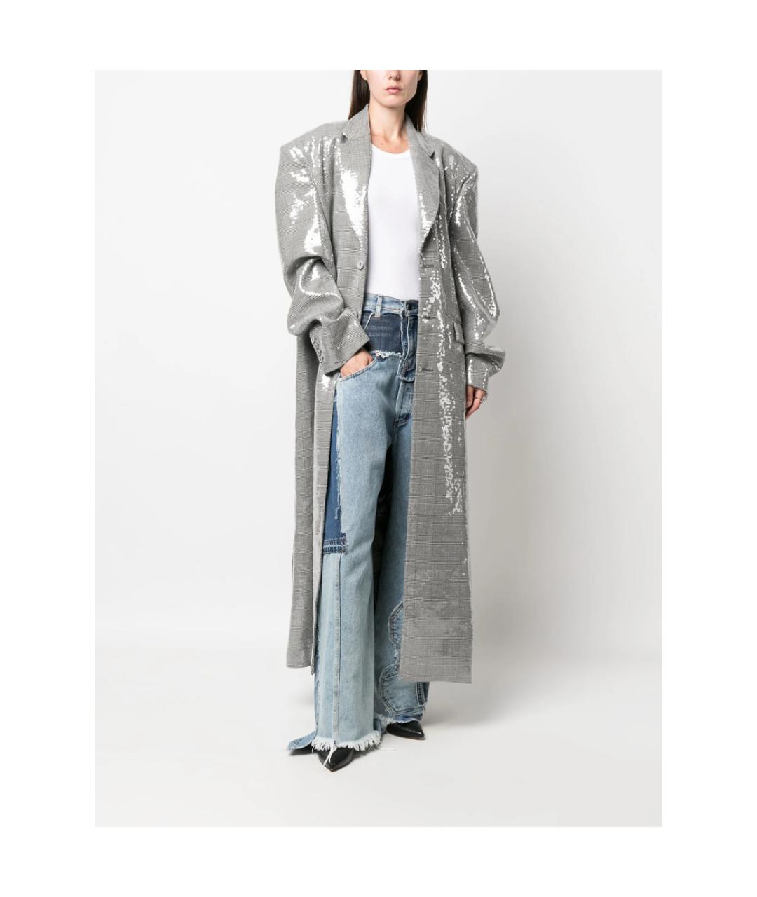 VETEMENTS Серебряное полиэстеровое пальто, фото 5