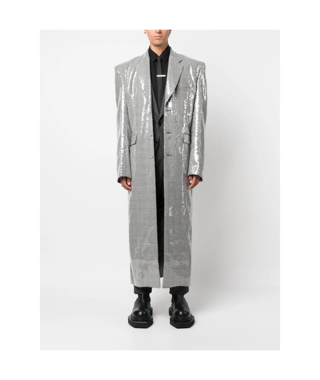 VETEMENTS Серебряное полиэстеровое пальто, фото 2