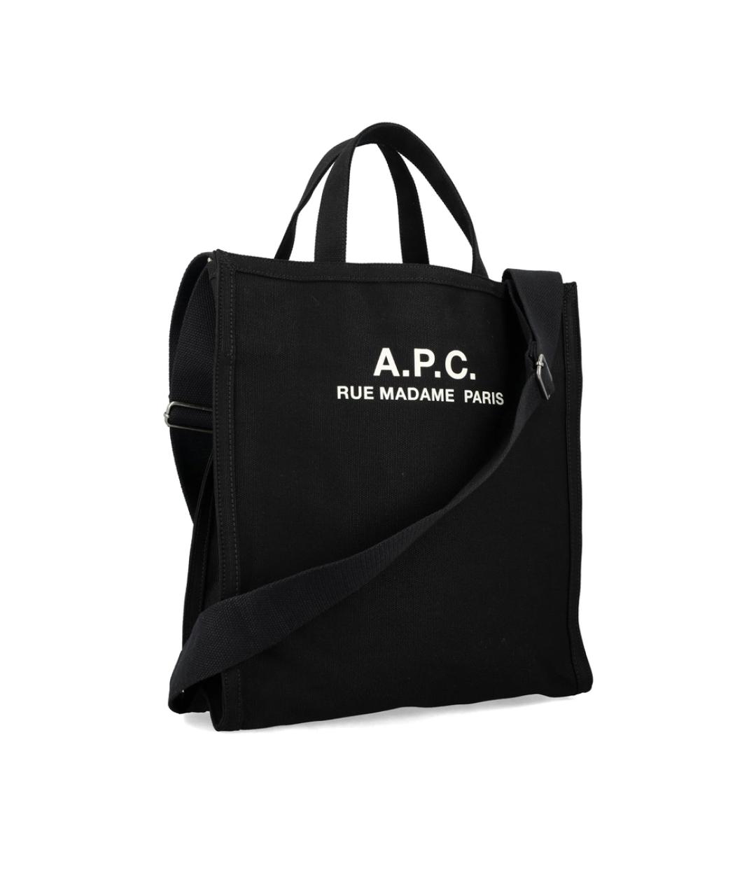 A.P.C. Черная тканевая сумка тоут, фото 4