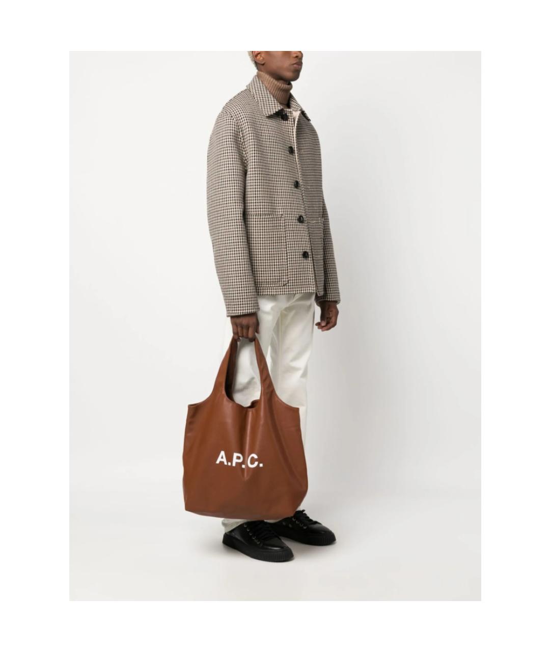 A.P.C. Коричневая сумка тоут из искусственной кожи, фото 2