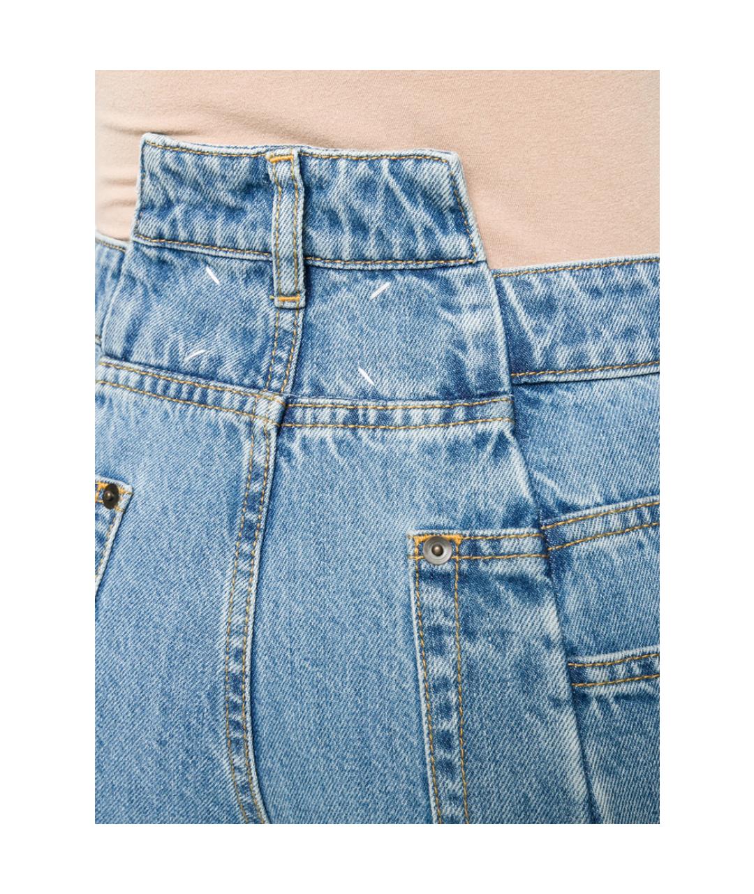 MAISON MARGIELA Голубые хлопковые прямые джинсы, фото 4