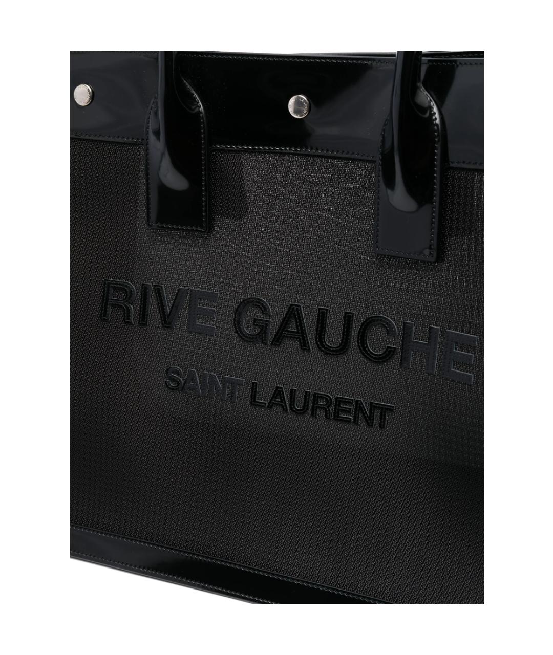 SAINT LAURENT Черная тканевая сумка тоут, фото 2