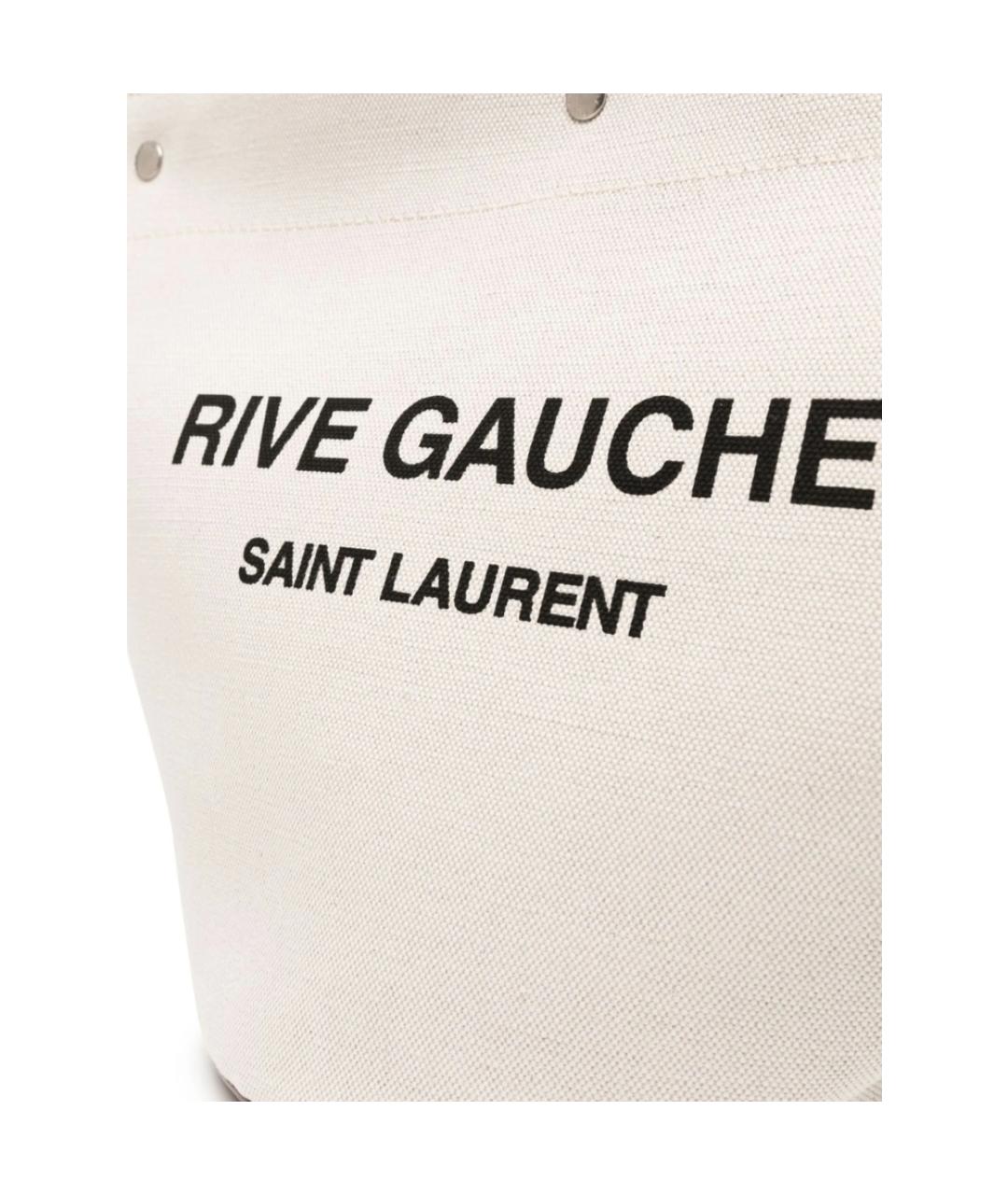 SAINT LAURENT Бежевая тканевая сумка тоут, фото 4