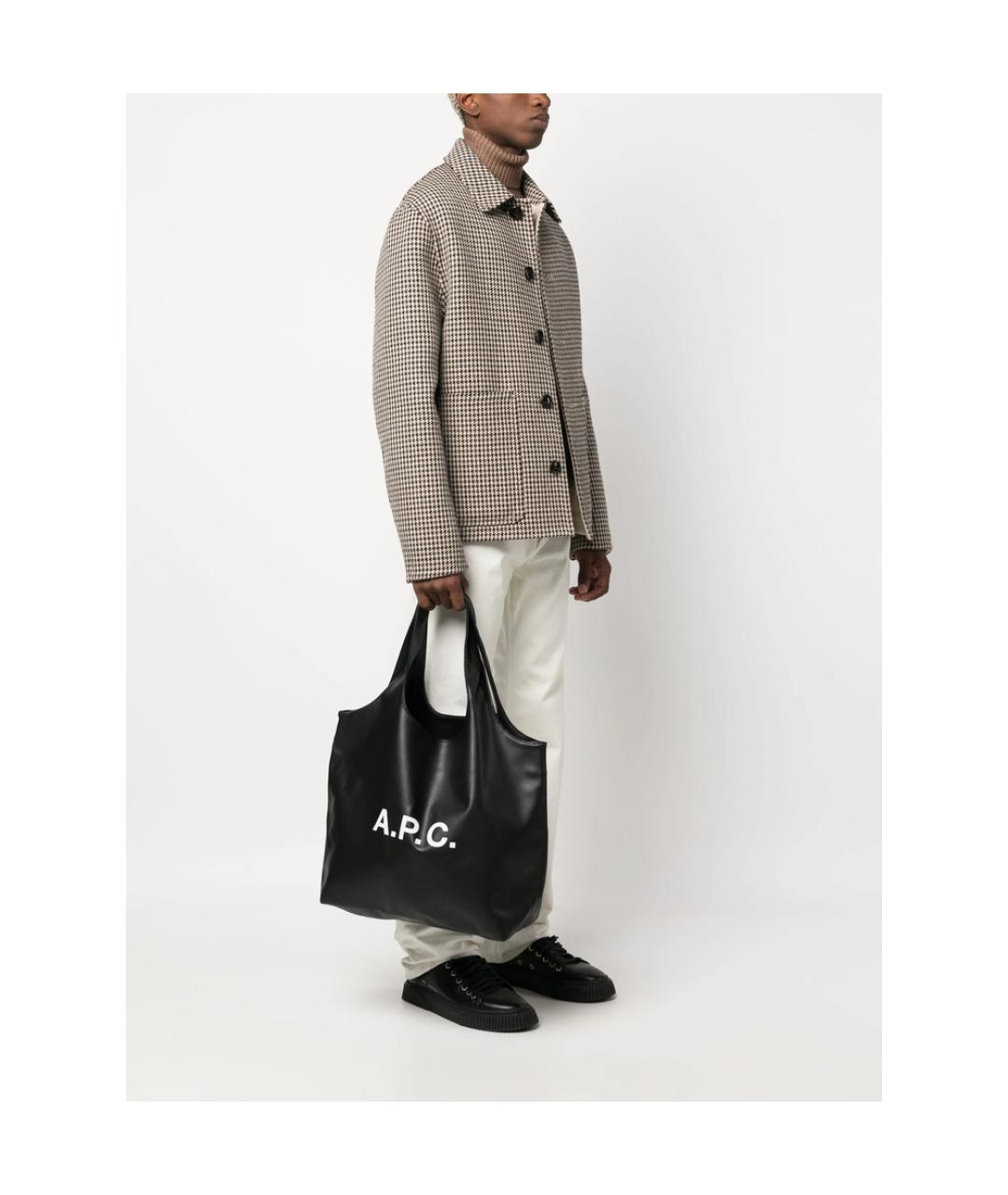 A.P.C. Черная сумка тоут из искусственной кожи, фото 5