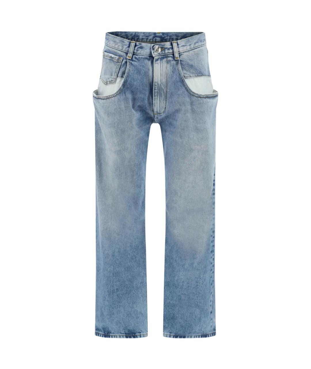 MAISON MARGIELA Голубые хлопковые прямые джинсы, фото 1