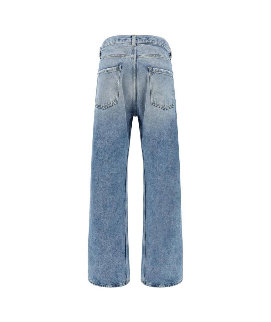 MAISON MARGIELA Голубые хлопковые прямые джинсы, фото 5