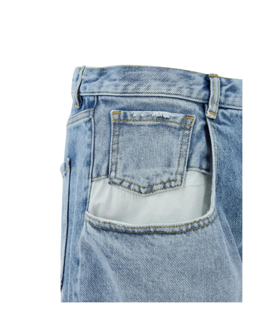 MAISON MARGIELA Голубые хлопковые прямые джинсы, фото 4