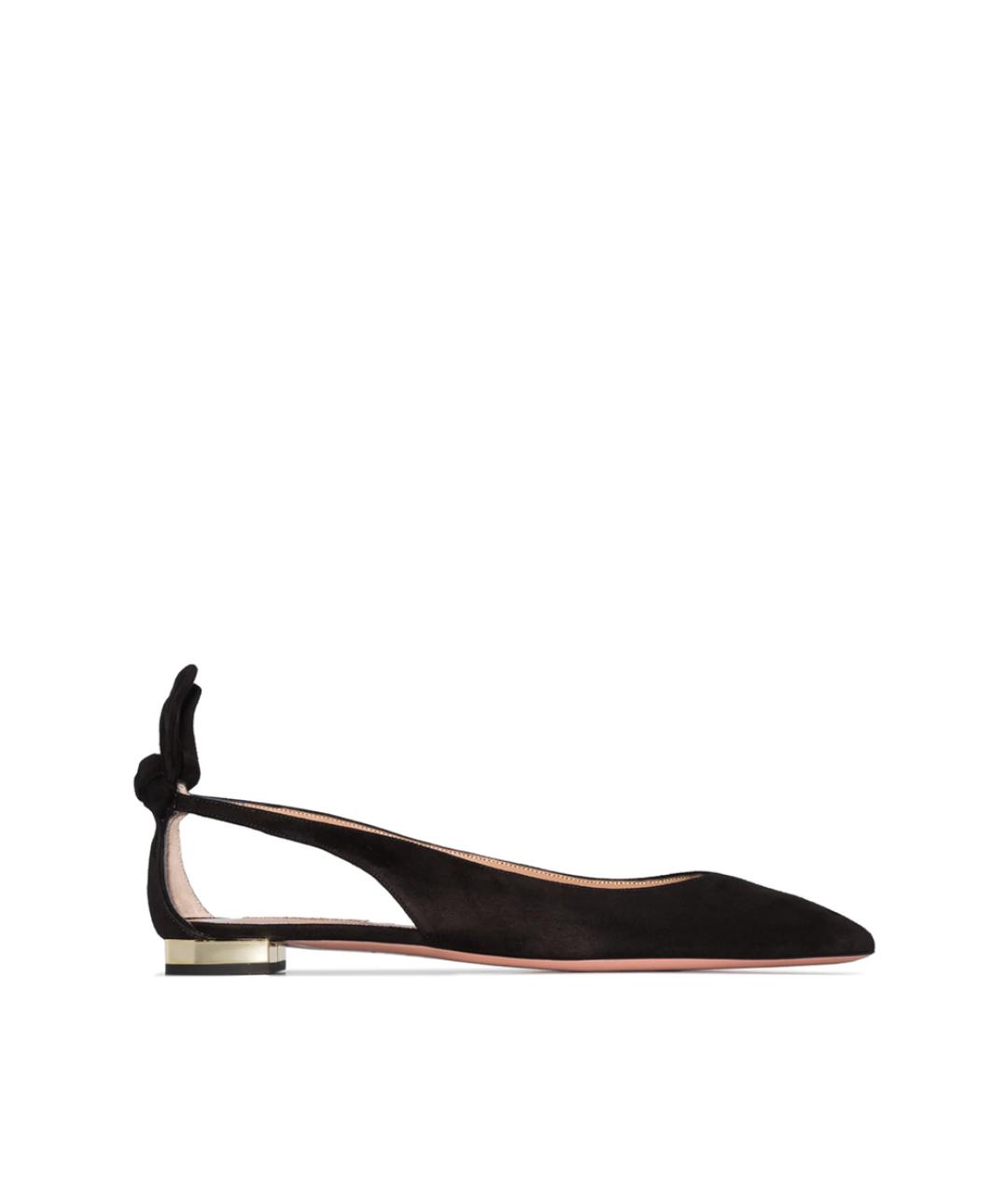 AQUAZZURA Черные замшевые балетки, фото 1