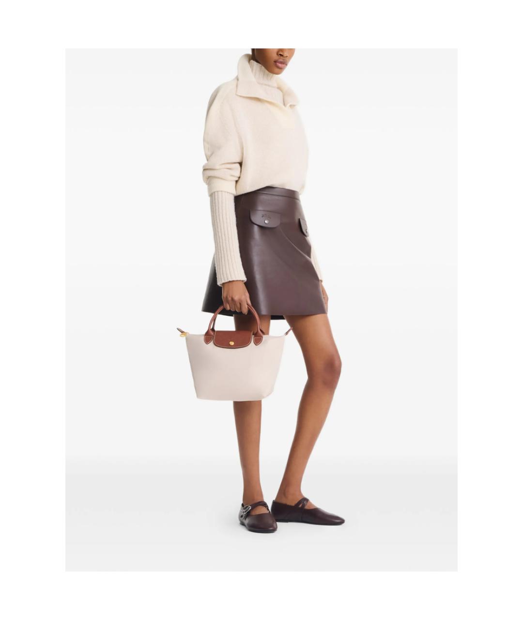 LONGCHAMP Бежевая тканевая сумка тоут, фото 2
