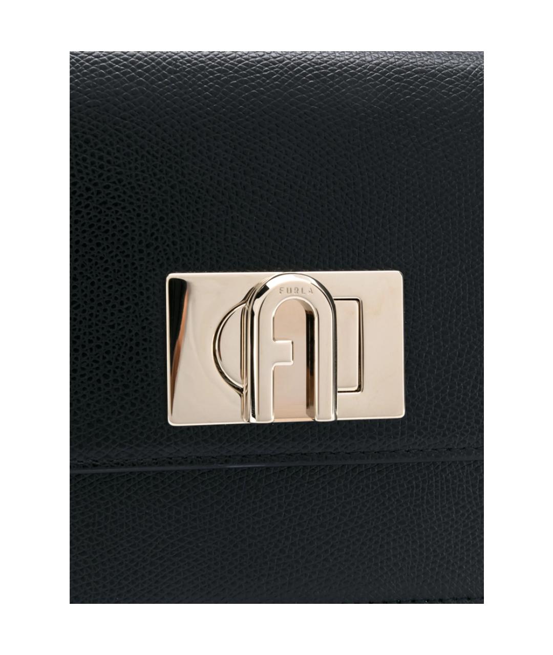 FURLA Черная кожаная сумка через плечо, фото 3
