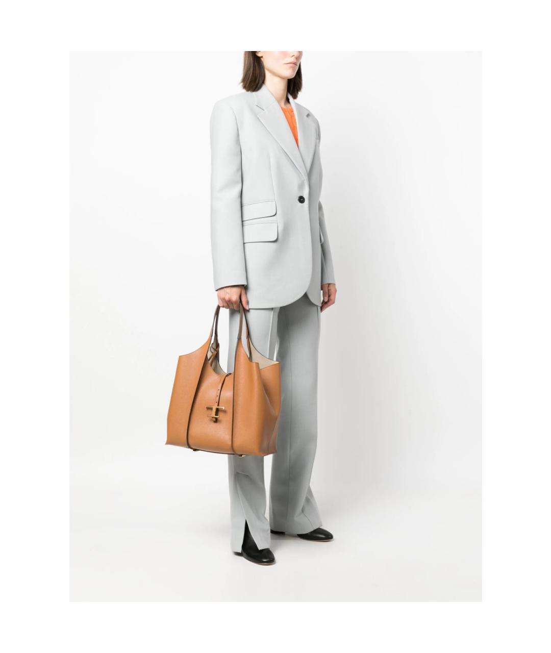 TOD'S Коричневая кожаная сумка тоут, фото 3