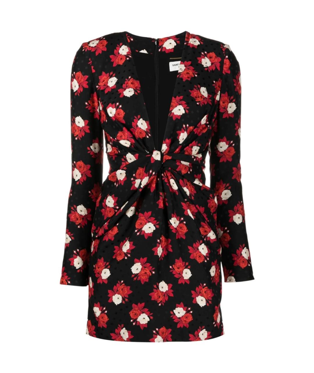 SAINT LAURENT Мульти шелковое коктейльное платье, фото 1