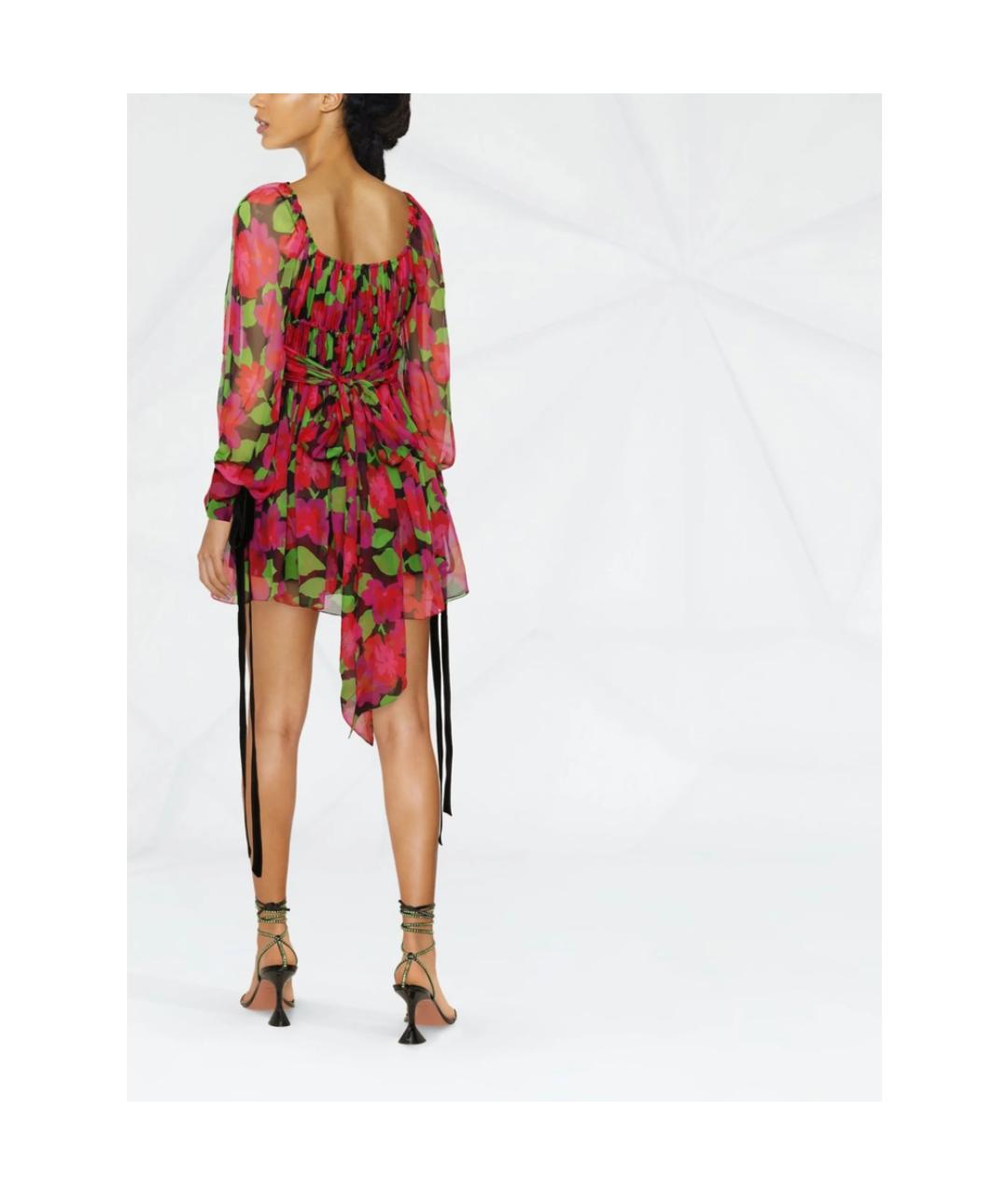 SAINT LAURENT Мульти шелковое повседневное платье, фото 6