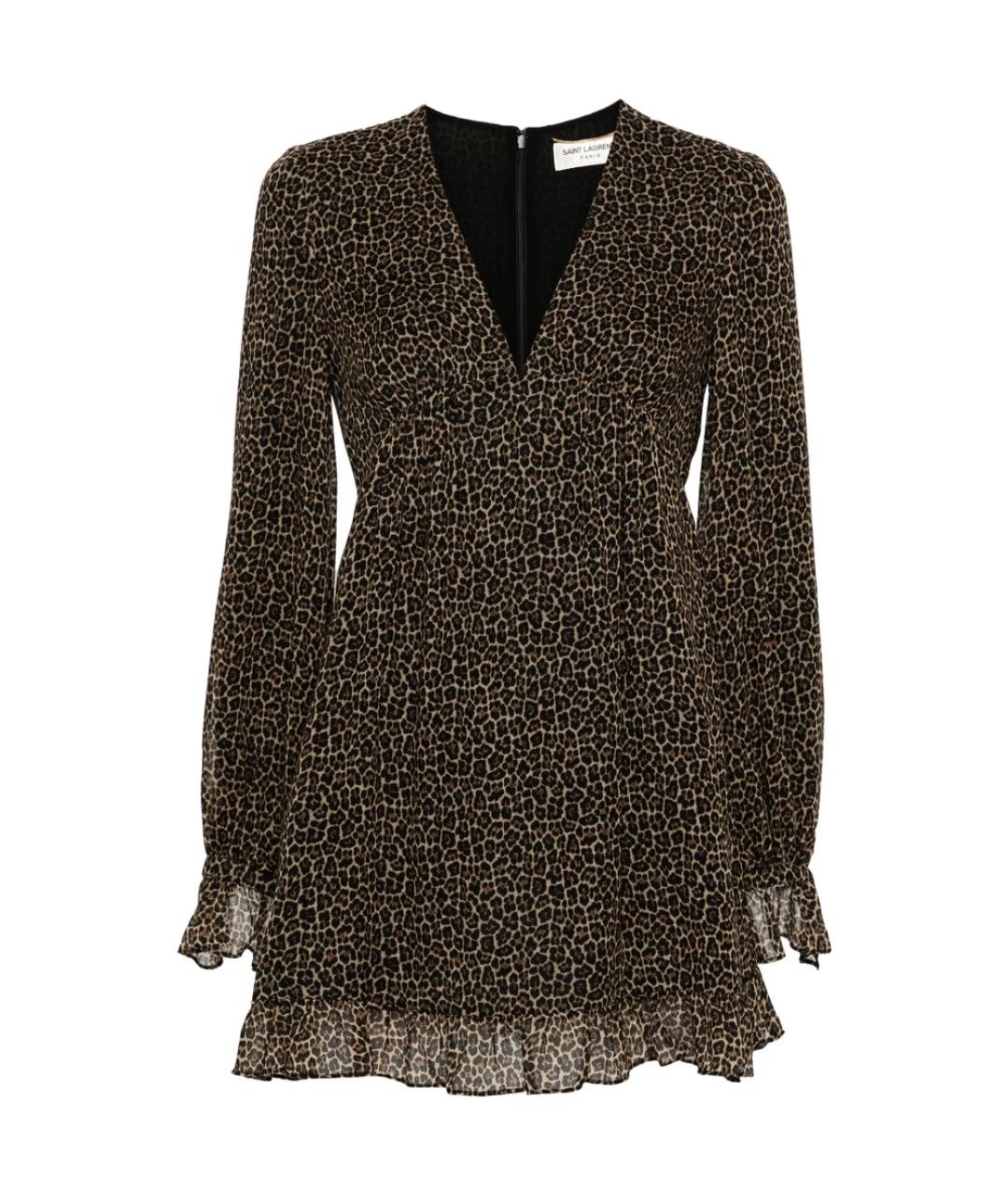 SAINT LAURENT Мульти шелковое повседневное платье, фото 1