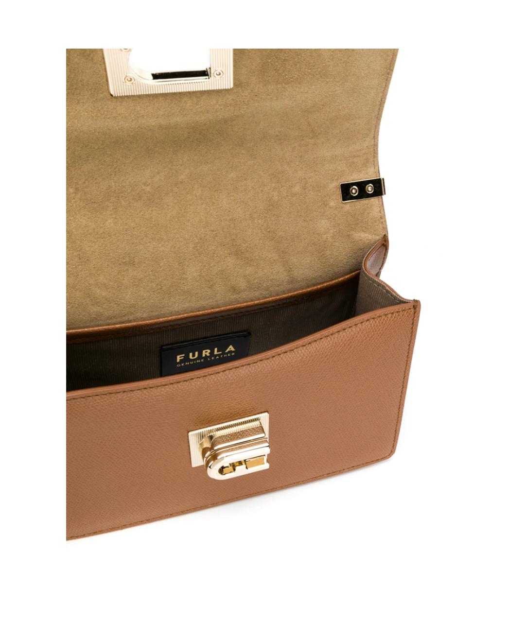 FURLA Коричневая кожаная сумка через плечо, фото 2