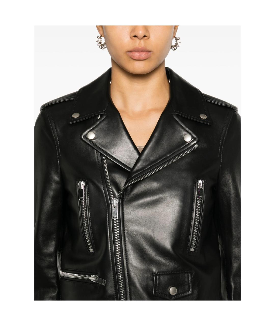 SAINT LAURENT Черная кожаная куртка, фото 2