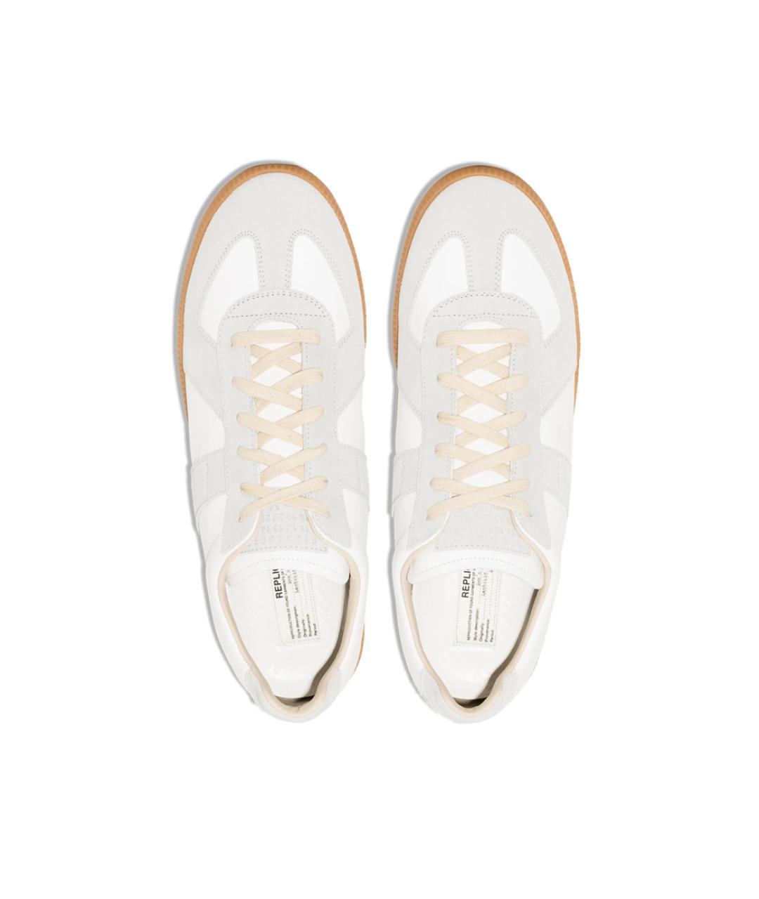MAISON MARGIELA Белые кожаные низкие кроссовки / кеды, фото 2