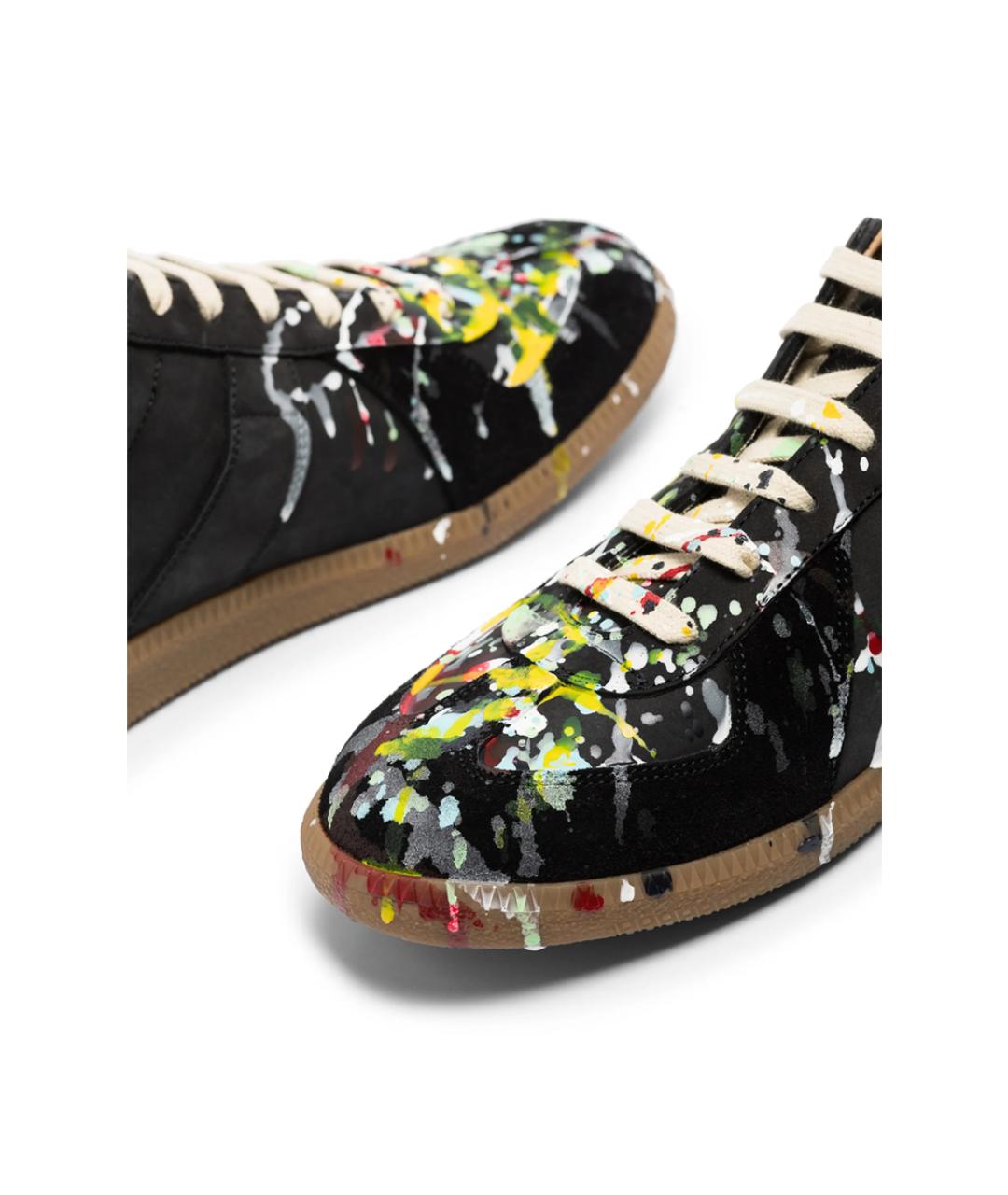 MAISON MARGIELA Черные кожаные низкие кроссовки / кеды, фото 2