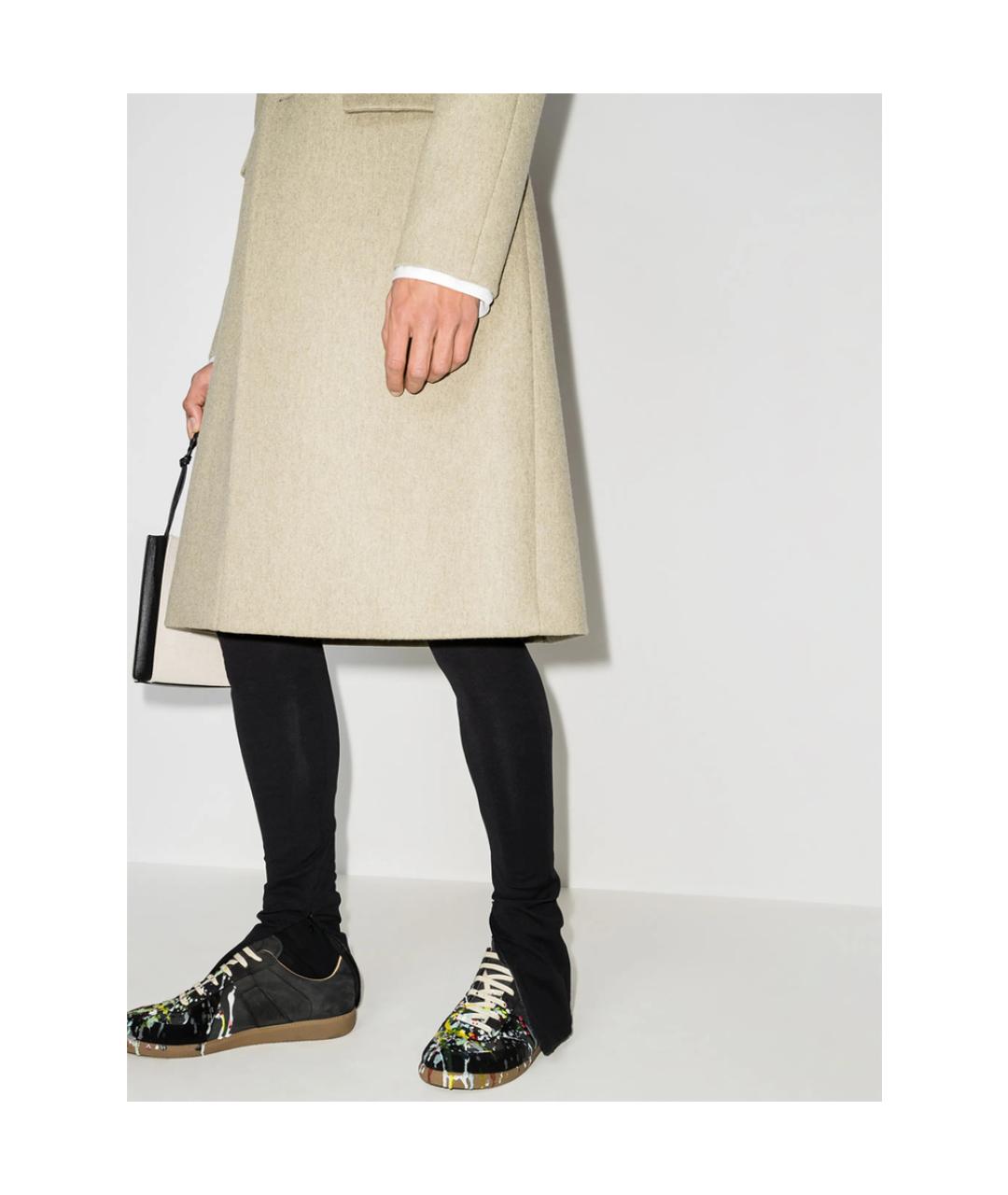 MAISON MARGIELA Черные кожаные низкие кроссовки / кеды, фото 3