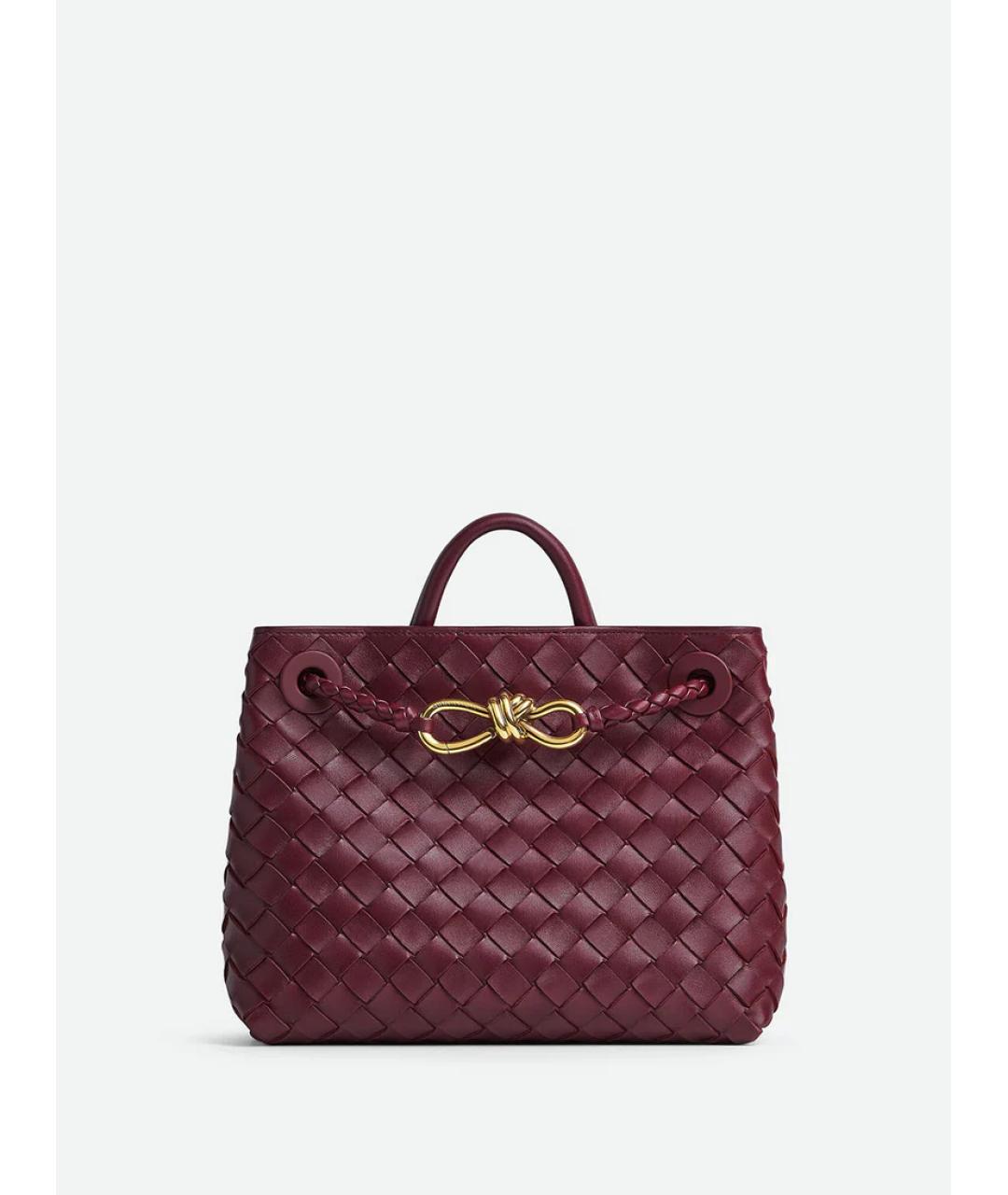 BOTTEGA VENETA Бордовая кожаная сумка тоут, фото 6