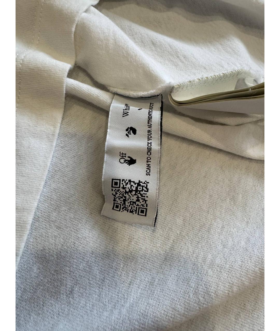 OFF-WHITE Белая хлопковая футболка, фото 4