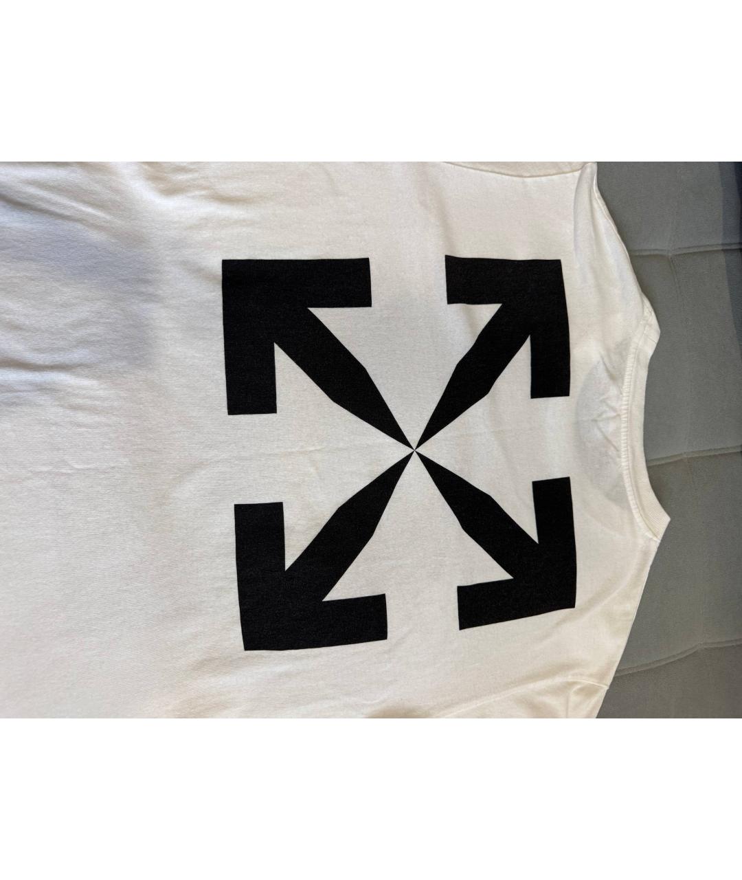 OFF-WHITE Белая хлопковая футболка, фото 6