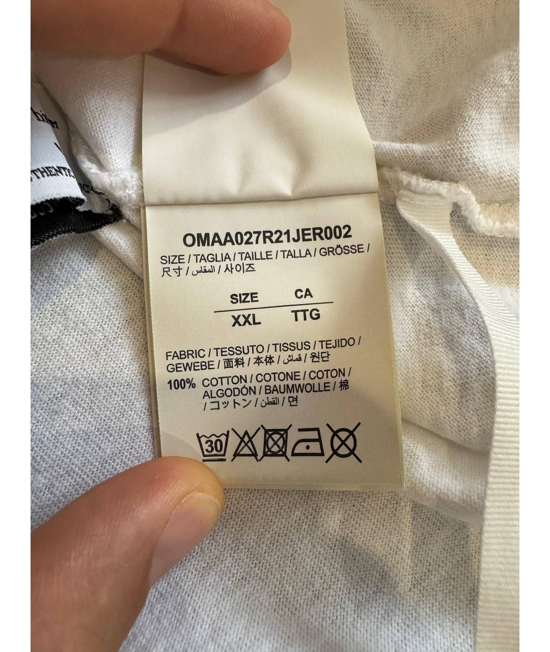 OFF-WHITE Белая хлопковая футболка, фото 5