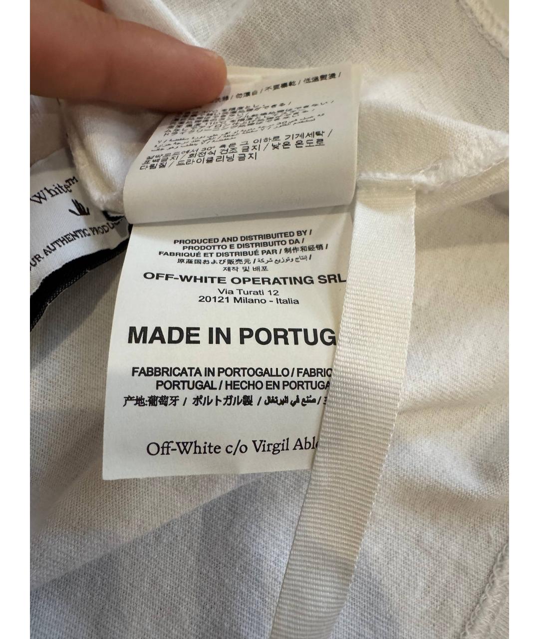OFF-WHITE Белая хлопковая футболка, фото 5