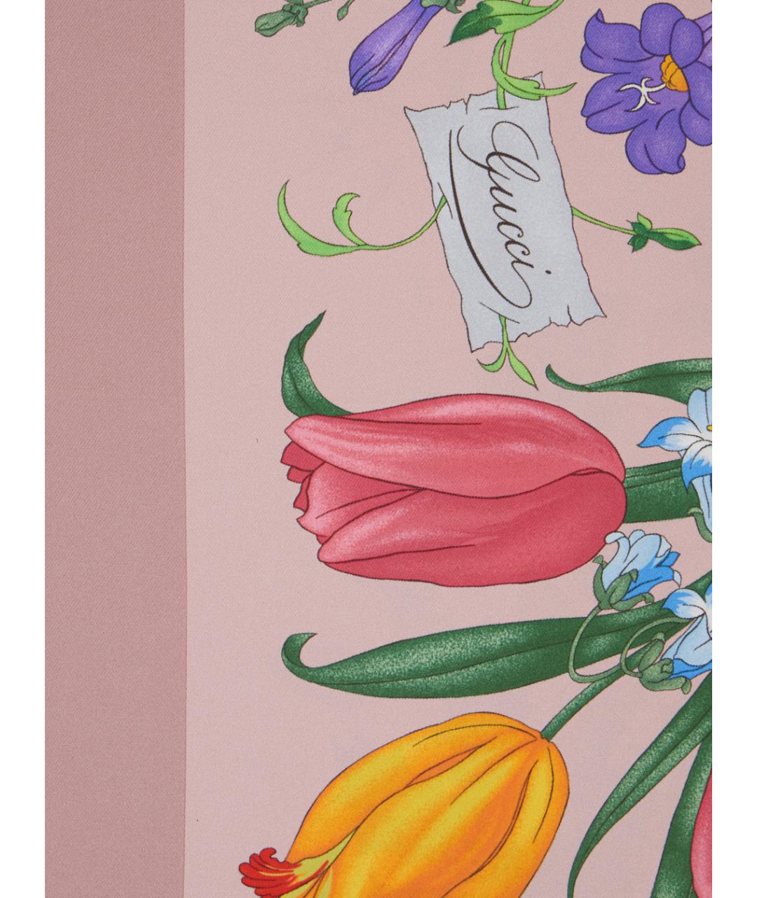 GUCCI Розовый шелковый шарф, фото 3