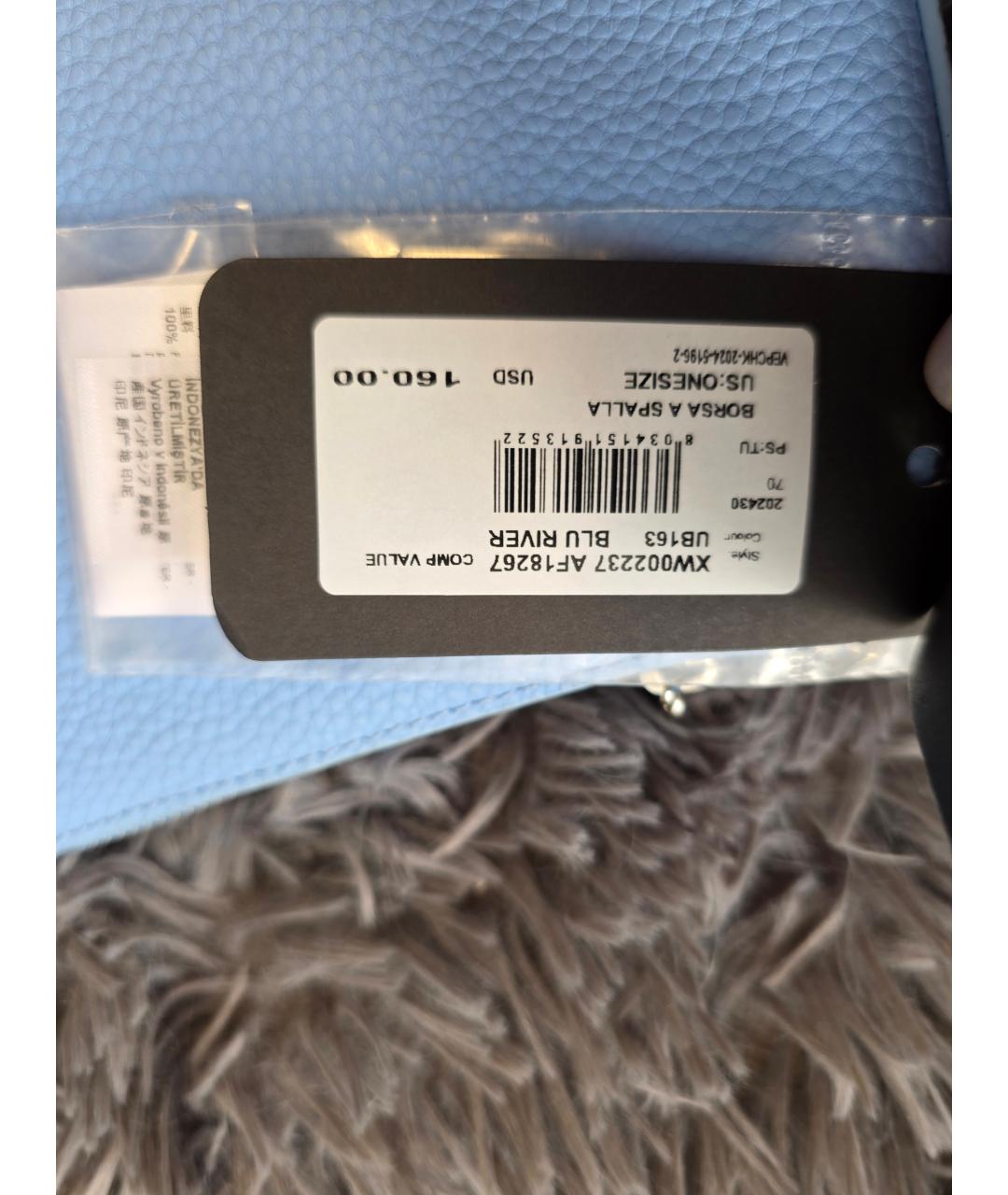 ARMANI EXCHANGE Голубая сумка с короткими ручками из искусственной кожи, фото 5