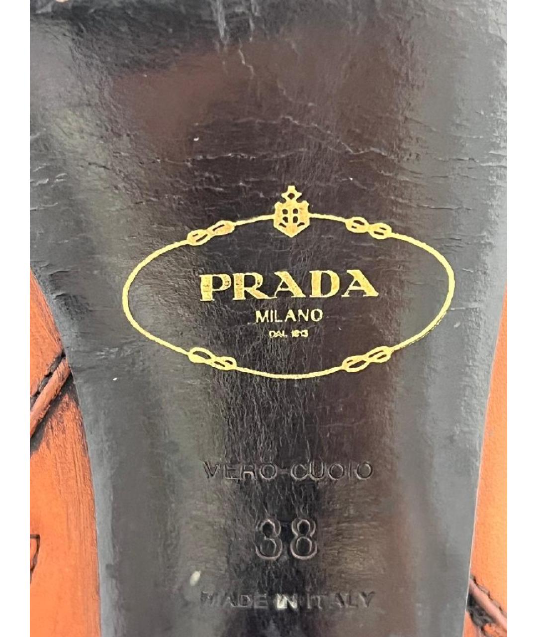 PRADA Коричневые кожаные ботильоны, фото 8