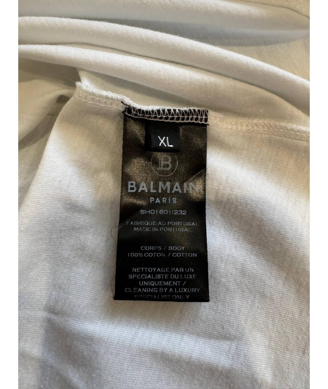 BALMAIN Белая хлопковая футболка, фото 4
