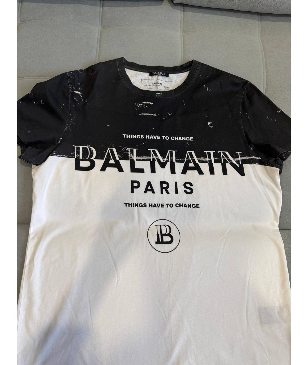 BALMAIN Белая хлопковая футболка, фото 2