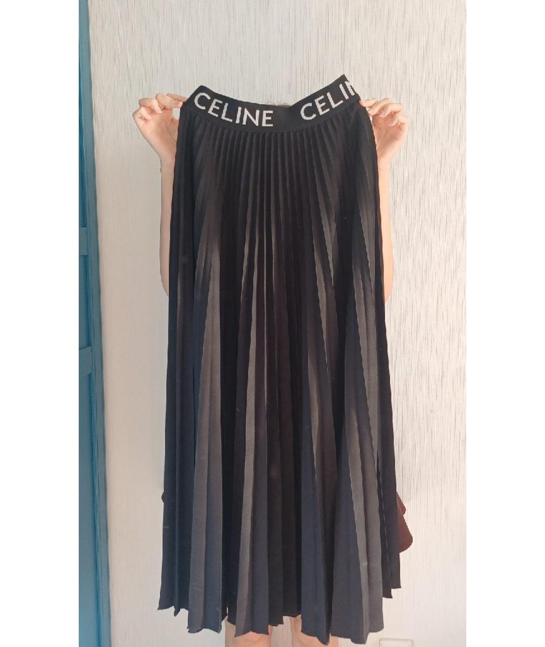 CELINE Черная вискозная юбка макси, фото 3