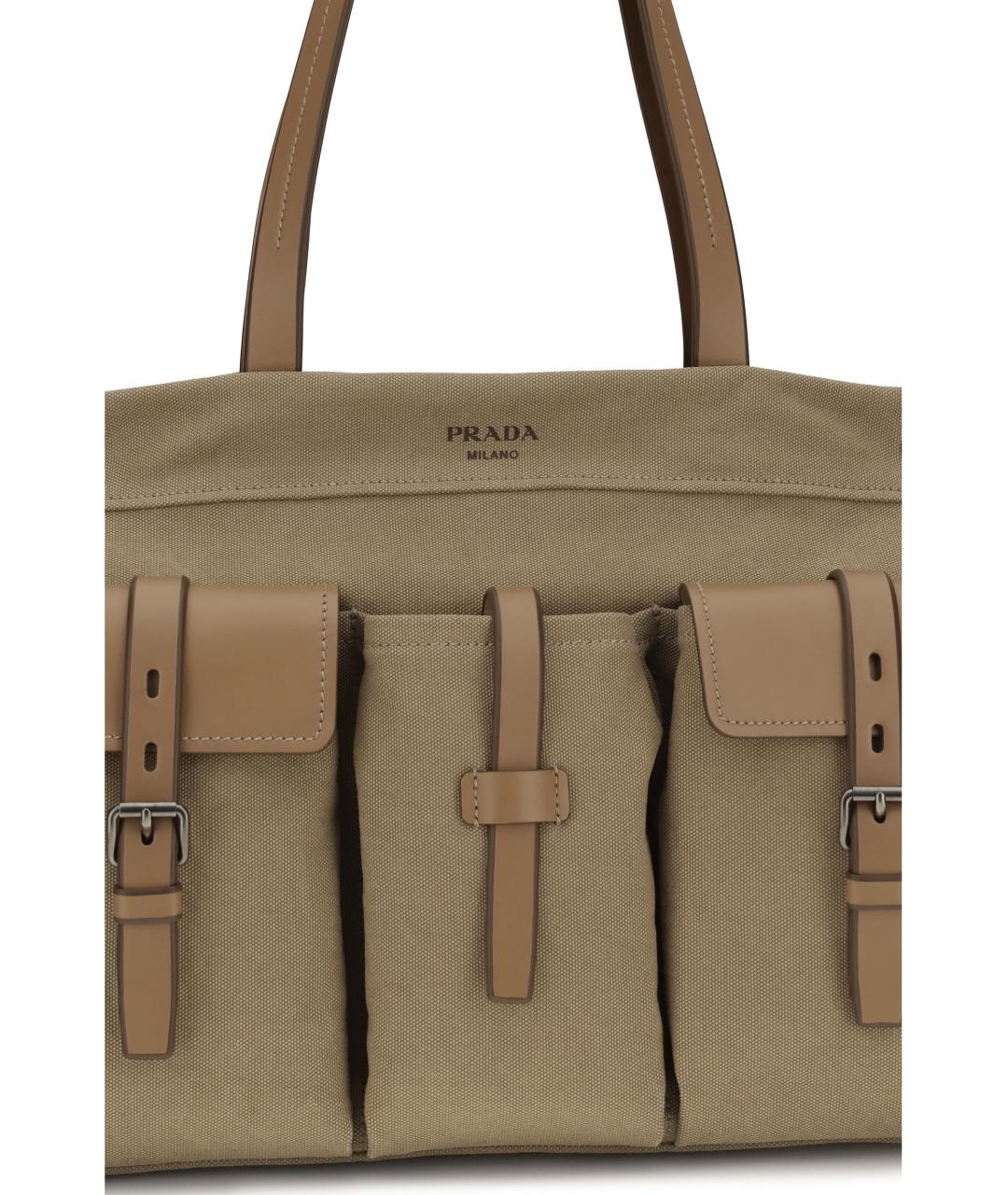 PRADA Хаки хлопковая сумка тоут, фото 4